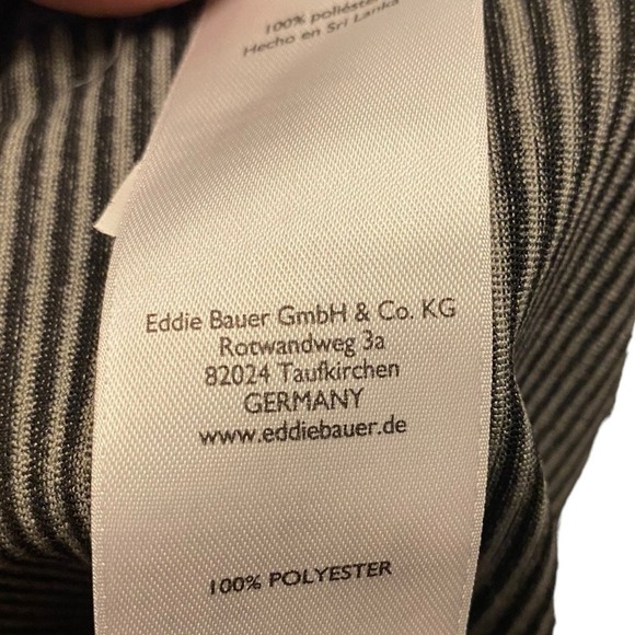 Eddie Bauer In Motion XLT Freedry shirt in gray and black. Horizontal striping. - Picture 10 of 10